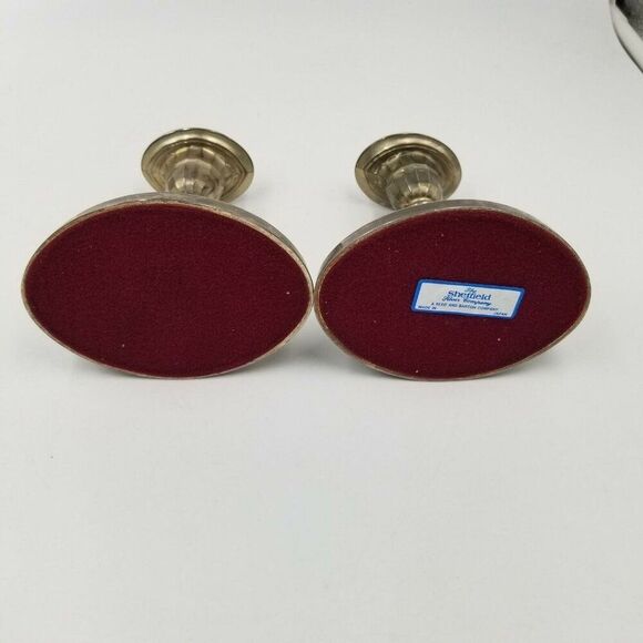 Vintage Sheffield Silver Company Candlesticks Set 2 Victorian Fluted - Picture 3 of 4